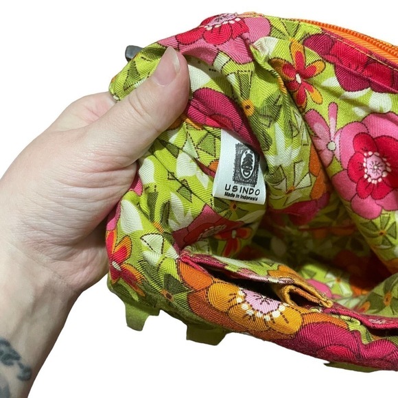 USINDO Green Fabric Purse w/Floral Design & Wooden Handles - Picture 9 of 9